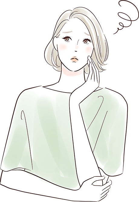 悩んでいる女性のイラスト